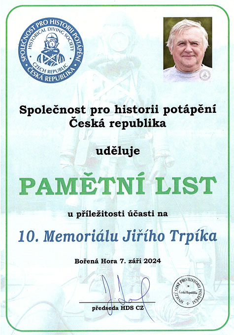 Každý účastník memoriálu obdržel na památku Pamětní list 