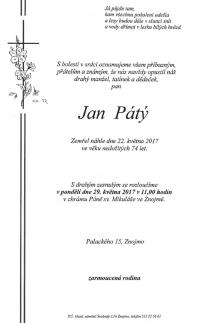 Jan Pátý 22.5.2017 †